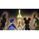 A PlayStation 5 game case depicting Sora sitting on a crown-adorned throne surrounded by his friends while floating keyblades create a striking background outline